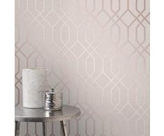Quarzo graticcio geometrico carta da parati Fine Decor FD42306 beige e oro rosa
