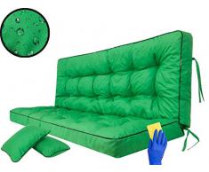 Cuscino per panca a dondolo da giardino, per panca altalena Hollywood, per interni ed esterni; 150 cm, colore verde