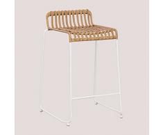 SKLUM Sgabello Alto in Rattan Sintetico Aroa Bianco ↑65 cm