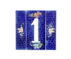 Numeri civici in ceramica,numero civico ceramica blu,tasselli mattoncini nb 1.Dim:Altezza 15cm,larghezza totale 15,3cm