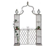 Arco di Rose con Porta Pforte 110241 in Metallo Ferro-battuto 274x172cm Cancello da Giardino