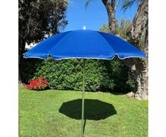 GLOBOLANDIA SRL 89503BLU - Ombrellone Parasole da Spiaggia in Alluminio da 220 cm con Snodo per la Reclinazione Colore Blu, per Spiaggia, Giardino e Balcone
