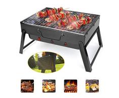 LJYLF Pieghevole Portatile Barbecue a carbonella, Acciaio Inox Barbecue Grill, Griglia Trasportabile per Picnic allaperto Giardino Terrazza Campeggio