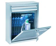 Rottner cassetta postale Como Inox, in acciaio inox spazzolato, con 2 feritoie, targhetta portanome, goffratura sullo sportello e serratura a cilindro di colore inox.