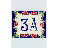 Numeri civici in ceramica,numero civico ceramica fiore,tasselli ceramica nfp 3.Dim:Altezza 11,5cm,larghezza totale 14cm.