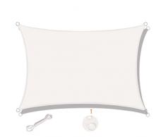 SUNNY GUARD Tenda a Vela Rettangolare 3.5x5m Impermeabile,Vela ombreggiante parasole Protezione Raggi UV per Giardino Esterno terrazza,Crema