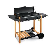BST BARBECUE / FORNELLO CON 2 PIASTRE IN GHISA RIGATE -- MIAMI -- MULTIGAS GAS BOMBOLA / METANO Dim. L cm 76 * P cm 43 * H cm 83 ART 340