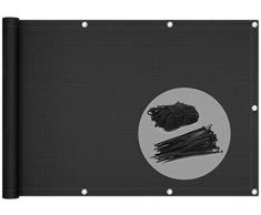 VOUNOT Telo Frangivista per Balcone Giardino, Frangivento in HDPE, 90x600 cm, Privacy Recinzione Copertura per Balcone, Nero