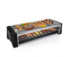 Griglia Barbecue Elettrico Senza Fumo, Griglia Elettrica Doppio Strato, 2200W Grill Elettrico Barbecue da Tavolo Grande Capacità, Termostato Regolabile Adatto per Barbecue da Casa e da Balcone - Nero