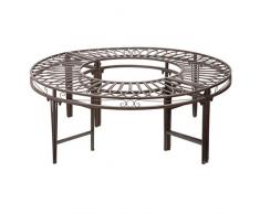 Design Toscano Rotonda circolare Panca di alberi da giardino, parti in metallo e acciaio, grigio, 119 cm