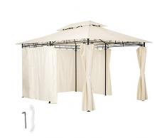 TecTake 800793 Gazebo da Giardino di Lusso 3x4m, Arredamento Tende, Ombrelloni con 6 Teli Laterali, Eventi Festa Riunioni, Resistente Raggi UV - Disponibile in Diversi Colori (Crema)