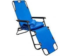 AMANKA Sedia a Sdraio Pieghevole | Prendisole con Comoda Imbottitura Removibile 178 cm + poggiatesta + poggiagambe + Schienale reclinabile | Blu