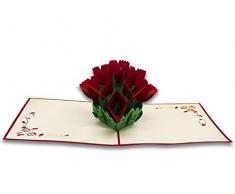 RF Distribution Biglietto Auguri con Origami Surprise, Mazzo Rose