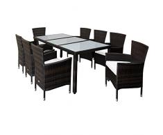 Deuba Tavolo e sedie da Giardino Rattan 8 sedie impilabili Set mobili da Esterno Arredamento Giardino Balcone terrazzo