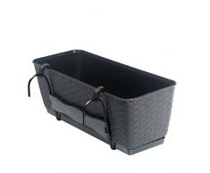 Balconiera/fioriera/sottovaso effetto rattan “RATOLLA”, con supporti, in 2 dimensioni e 4 colori