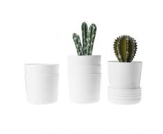 T4U 10CM Vasi per Piante in Plastica Vaso da Vivaio con Piattino Bianca Set di 6, Piccoli Vasetti per Piante Grasse Pentole Succulente Cactus Erba Resina Interno Decorazione per Casa e Ufficio