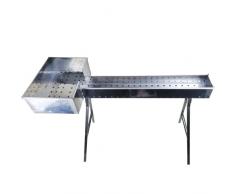 Mistermoby Barbecue Fornacella Inox 100 Cm Cuoci Arrosticini Spiedini e Testa 27X37 Cm Per Accensione Carbone e Grigliate