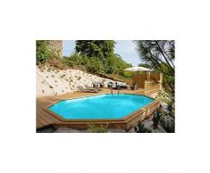 Gre 790098 790098-Piscina ovalada SUNBAY 672 x 472 x 146 cm con escalera Ext. Madera/Int. Inox e filtro di Arena 12 m3/h