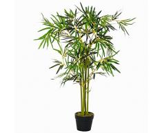 Outsunny Bambù in Vaso Artificiale, Pianta Finta Decorazione per Interno ed Esterno, Altezza 120cm, Verde
