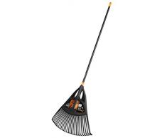 Fiskars Scopa per foglie, 27 denti, Larghezza: 65 cm, Denti in plastica/Manico in alluminio, Nero/Arancione, XL, Solid, 1015645