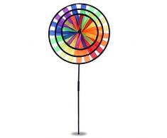 RoseFlower 3pcs Colorate Girandola Colorata Esterna Tripli Dischi solari Colorati Mulino a Vento, Circa 36 * 80 cm-per Outdoor Decorazione Bambini Garden Party Toy Festival