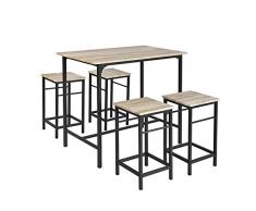 SoBuy® Set 5 Pezzi Tavolo con 4 sgabelli, Set di mobili da Balcone,OGT11-N,IT