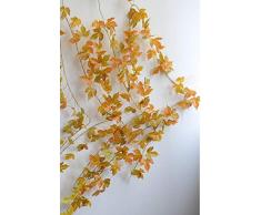 LY/WEY Artificiale della Vite del Foglio Fiore Rattan Foglie di Acero Fai da Te 2 Metri Falso Rattan Wedding Hotel Gazebo Decorazione Domestica Fiore di Seta di Vite (Color : Yellow)