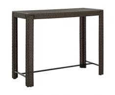 vidaXL Tavolo Bar da Giardino Elegante Moderno Robusto Arredi Tavola Mobili per Esterni Interni Arredamento Marrone 140,5x60,5x110,5 cm Polyrattan
