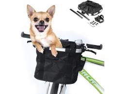 Cestino Anteriore Staccabile Bici Cestini per Bicicletta per Animale Domestico Cani Cesto Borsa Lega di Alluminio per Animali Domestici Cani Gatto Ciclismo Picnic (Nero)