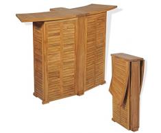 vidaXL Tavolo Bar da Esterni con Ripiani Pieghevole Giardino Tavolino da Bistrot Tavolino da Pub Arredo Arredamento Massello di Teak