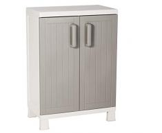 Toomax Armadio Wood Midi Basso con 2 Ripiani, in plastica da Interni ed Esterni, Dim. 65x37x93 cm, Art. 266, Colore Grigio Tortora/Grigio Chiaro