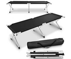 TRESKO XXL Brandina da Campeggio | Letto da Camping | Letto per Ospiti | 190 x 64 x 44 cm | Pieghevole | Tubo di Metallo | capacità Fino a 150 kg (Nero)