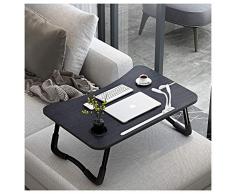 A3A ACADGQ Tavolino da Letto, Tavolo Laptop Pieghevole con 4 Interfaccia USB, Cassetto, Slot per Tazza, Staffa Pad, Scrivania per Letto, Divano, Pavimento (60x40cm, Nero)