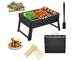 Barbecue a carbonella,Griglia Pieghevole,in acciaio inox,Barbecue Carbone Portatile,Small Griglia a Carbone Pieghevole Portatile per Picnic,Viaggi,Patio o Campeggio in Giardino (Large)