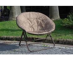 POLTRONA POLTRONCINA RELAX IN FERRO ESTERNO GIARDINO ECRU