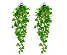 TreeGun Pianta Finta Cadente, 2 Pezzi Piante Finte Piante Artificiali, Piante Finte Cadenti Pianta Artificiale, Edera Finta Ghirlanda per Decorazione Della Parete del Giardino Della Stanza di Nozze