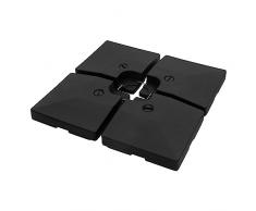 ECD Germany Base per Ombrellone 4 Pezzi Riempibile con 90 Litri Acqua o 120 kg Sabbia Peso per Ombrello da Esterno Giardino Piscina in Plastica HDPE Nero Ganci in Metallo