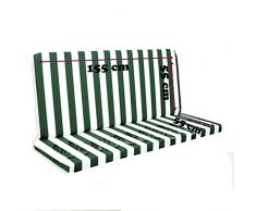 Cuscino per Dondolo Lastra 3 Posti 150 Cm Bianco/Verde