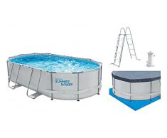 Arredo Stock Piscina Fuori Terra Summer Waves con Struttura in Metallo (Ovale L488 x P305 x H107)