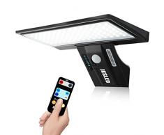JESLED Luce Solare LED Esterno, 90 LED con Sensore di Movimento, 3 Modalità 2600mAh Lampada con Telecomando, 3 Colori Faretto LED