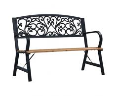 vidaXL Panchina da Giardino con Braccioli Vintage Elegante Robusta Panca Arredi da Esterno 120 cm Seduta in Legno Massello e Ghisa Telaio in Acciaio