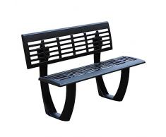 Panche da esterno Sedia da Parco for Esterni con Schienale, Panca da Patio in Alluminio pressofuso Nero, 47,5/59,0 Sedia for Il Tempo Libero for Due Persone Mobili da Esterno for Cortile con Vialetto