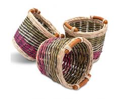 Decorasian Cestini portaoggetti piccoli – Cestini intrecciati in rattan – Cestino per riporre piccoli oggetti e utensili, set da 3 pezzi