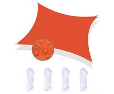 Bluecool Vela Ombreggiante Impermeabile 4X5m Tenda a Vela Ombreggiante Anti-UV Impermeabile Resistente a Strappi Protezione Solare Facile da Installare per Giardino Verande Cortile, Arancia