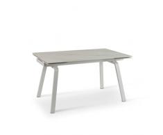 Mondo Viro Tavolo da pranzo allungabile Stones Dylan con piano in pietra effetto marmo 6 posti cm 200x80 76h (Sintered Stone Marmo Bianco)