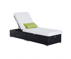 Outsunny Lettino Prendisole Sdraio di Lusso da Giardino PE Rattan e Alluminio Sedia Lounge