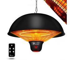 TRESKO Riscaldatore ad infrarossi per soffitto 1500W | Riscaldatore elettrico | Riscaldatore per patio per interni ed esterni | Stufa Elettrica Terrazza (Nero)