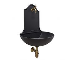 Fontana muro Marbella color ghisa con rubinetto e sifone brunito per casa giardino