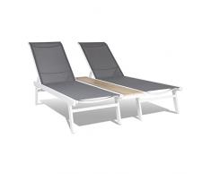 blumfeldt Sedia a Sdraio, Lettino Prendisole con Schienale Regolabile, Sdraio da Giardino con Struttura in Alluminio, Lounger con Corpertura Impermeabile, per 2 Persone, tipo: Pompei, Bianco