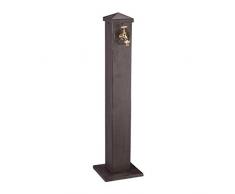 Relaxdays Fontana a Colonna da Giardino, Rettangolare, Antica, con Rubinetto, Attacco da 3/4 Pollici, 91 cm, Marrone